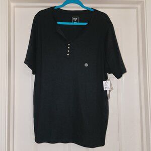 Black short sleeve T with buttons.  New never worn.